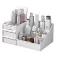 thumbnail image 1 of Makeup Organizer, Cosmetic Desk Storage Box with Drawers Skincare Organizers for Dressing Table, Countertop, Bathroom Counter, Vanity Holder for Brushes, Lotions, Lipstick, Perfume (White), 1 of 7