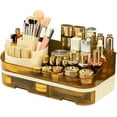 thumbnail image 1 of Makeup Organizer Countertop - Dual Drawer Cosmetic Storage with Spacious Compartments for Vanity, Holds 20 Brushes, 12 Lipsticks, 10 Skincare Bottles, Chic Modern Design, 1 of 8