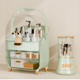 thumbnail image 1 of Makeup Organizer Countertop With Lid And Drawers Large Skin Care Cosmetic Display Case Holder for Vanity Desk Bathroom Storage Box,Green With Brush Holder, 1 of 10