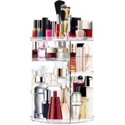Rotating Makeup Organizer, Cosmetic Display Case with Brush Holder, DIY 8 Adjustable Layers Spinning Skincare Organizer