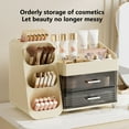Makeup Organizer with Double Bottom Slide Design Storage Drawers More