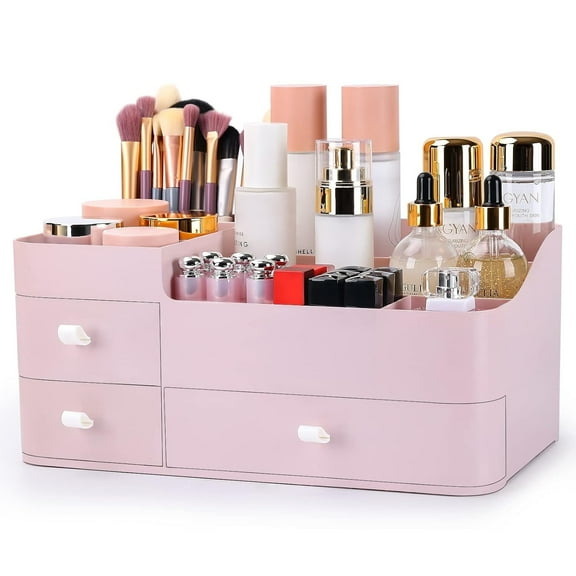 Makeup Organizer with Drawers,Large Capacity Countertop Organizer for Vanity,Bathroom and Bedroom Desk Cosmetics Organizer for Skin Care,Brushes, Eyeshadow, Lotions, Lipstick, Nail Polish