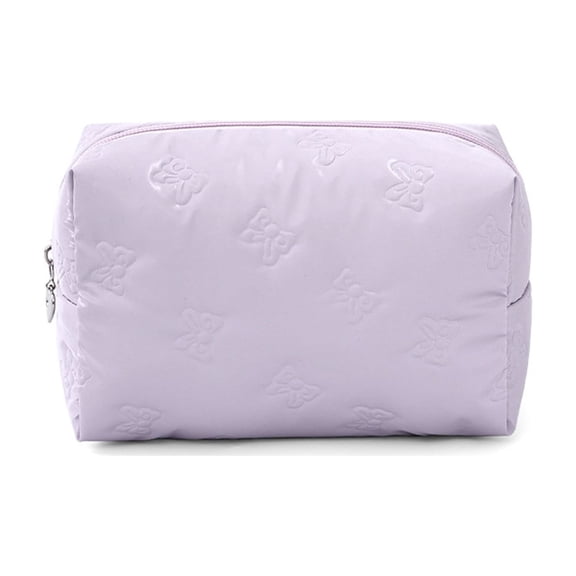 Makeup Organizer Lavender Cosmetic Bag Bow Pattern Makeup Bag Lightweight Travel Gift for Her 8X6X3.5 Inch