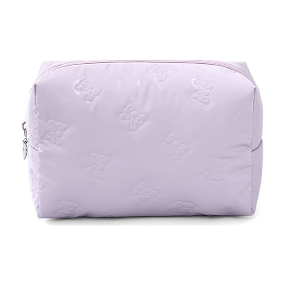 Makeup Organizer Lavender Cosmetic Bag Bow Pattern Makeup Bag Lightweight Travel Gift for Her 8X6X3.5 Inch