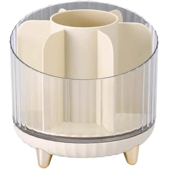 Makeup Organizer Rotating, Clear Acrylic Cosmetic Storage Holder with 6 Compartments for Vanity Bathroom Countertop(DSF)