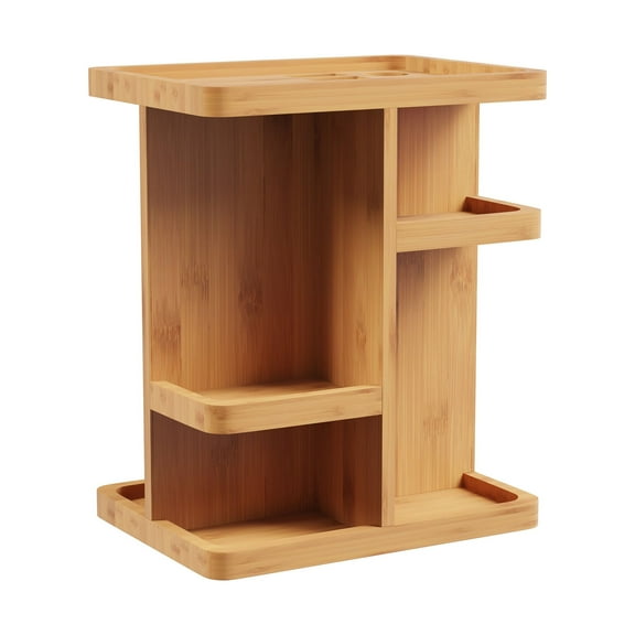 Lavish Home Makeup Organizer - Rotating Eco-Friendly Modern Bamboo Carousel