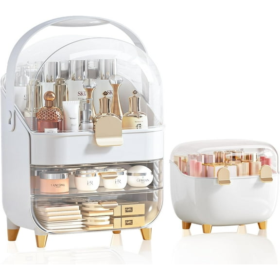 Makeup Organizer, Skincare Holder Bathroom Counter Organizer, Storage Box Cosmetic Display Cases, Teen Girl Gifts Trendy Stuff Make up Organizers for Vanity, Dresser, Countertop (Rose Gold)