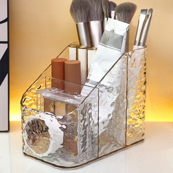 Makeup Organizer Storage Box,3 Tier Slanted Lipstick Holder Nail Polish Display Rack Large Capacity Desktop Cosmetic Organizer,Clear Vanity Countertop Storage Case for Bedroom Bathroom Office-A