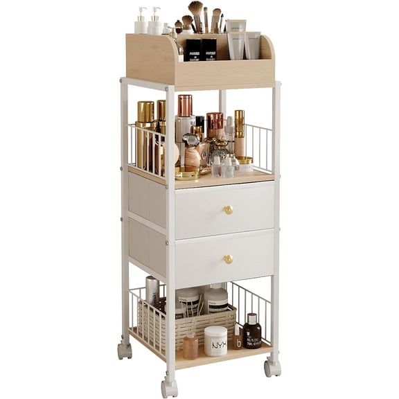 Makeup Organizer Storage Cart with Drawers Large Cosmetic Display Holder for Skincare Nail Polish Perfume and Makeup Brushes