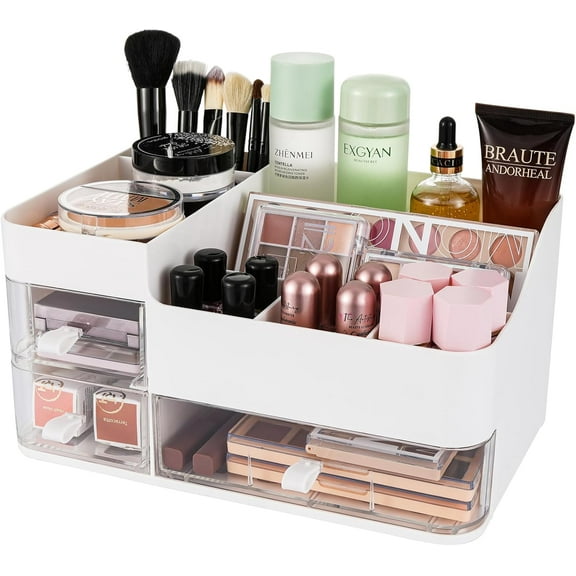 Makeup Organizer and Storage Display Case With 3 Clear Drawers Skincare Organizer for Bathroom Make Up Stand for Vanity Lipsticks, , Care, Eyeshadow, Skincare