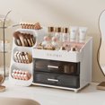 thumbnail image 1 of Makeup Organizer for Vanity, Countertop Organizer With 2 Large Drawers, Cosmetic Display Case for Beauty Essential（White）, 1 of 5