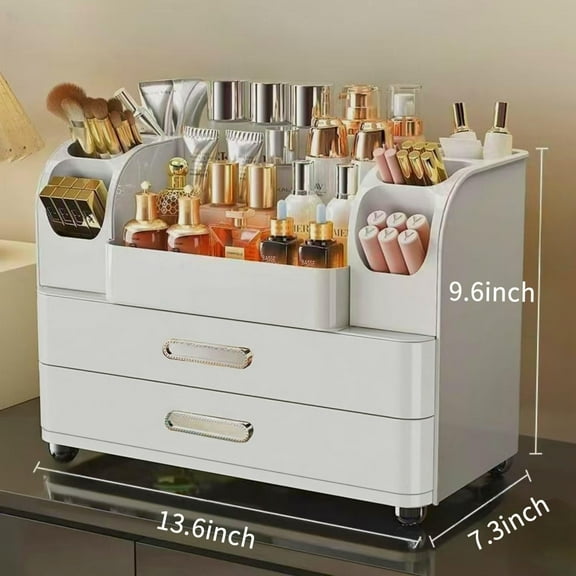 Makeup Organizer with Drawers for Vanity, Bathroom Countertop Cosmetic Storage Case