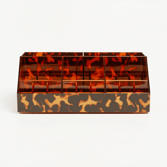 Makeup Organizer with Multiple Divided Compartments, Frame, Leopard Print