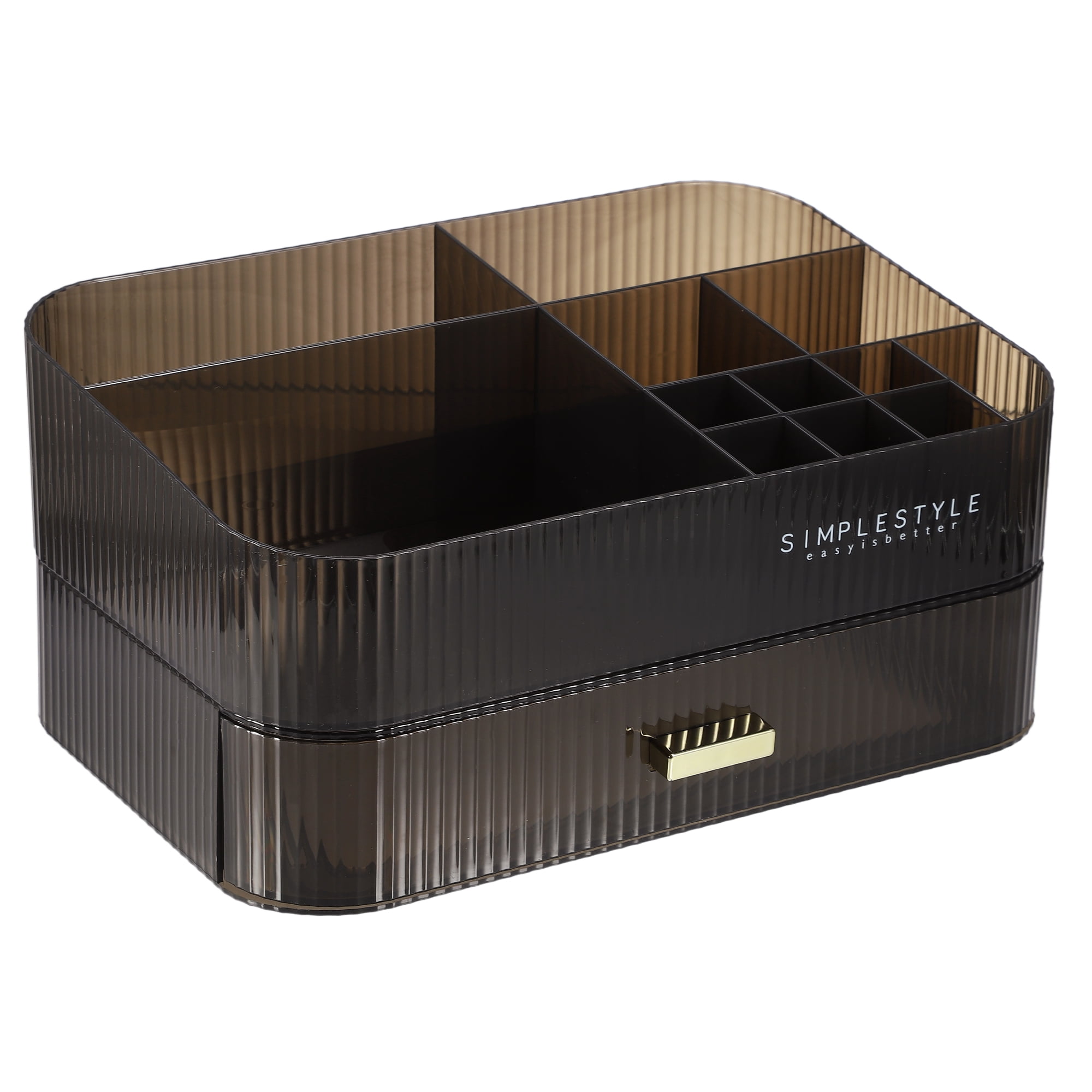 Black Acrylic Makeup Organizer Stackable Translucent Cosmetic Storage