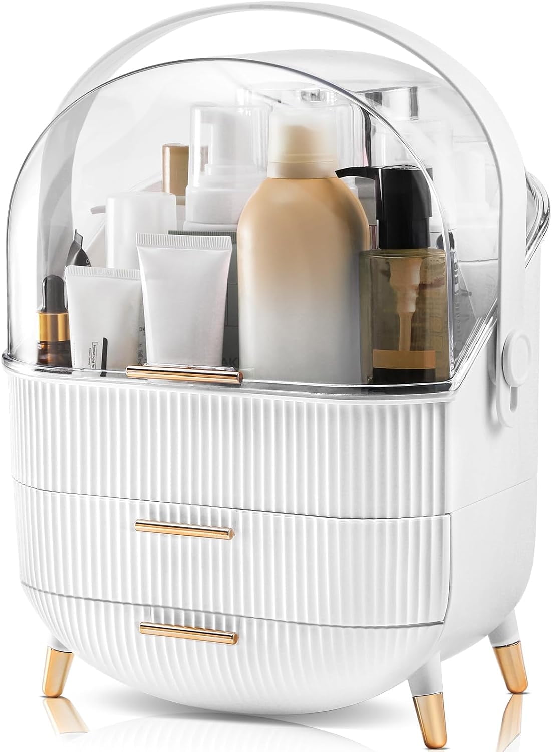 Makeup Organizers and Storage for Vanity Cosmetics Skincare Organizers with Lid and Drawers Display Cases for Countertop