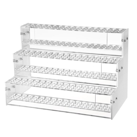 Makeup Paint & Brush Organizer Rack Pen Display Stand, Multi-Level Plastic Organization Rack Pencil Holder, Clear Pen Display Holder 3 Layer 144 Holes for Craft Shows