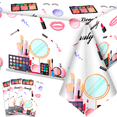 thumbnail image 1 of Makeup Party Tablecloth, 3 Pcs Makeup Theme Tablecloth Spa Party Table Cover for Spa Birthday Party Decorations, Spa Birthday Party Tablecloth for Makeup Spa Party Decorations Supplies (108'' x 54''), 1 of 8