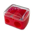 thumbnail image 1 of Makeup Pencil Sharpener, Double Hole Manual Sharpener for Eyeliner Lip Liner Eyebrow Pencils, Compact Portable Cosmetic Sharpener with Cover Red, 1 of 4