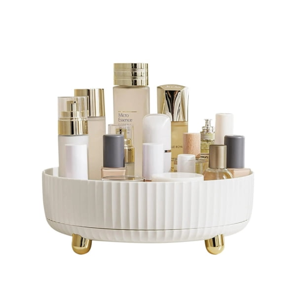 Makeup Perfume Organizer for Bathroom Counter or Vanity , 360 Degree Rotating Cosmetic Bathroom Desk Storage Lotions Display Stand Case Round Gift Tray, Large White (11.42" x 11.42" x 3.93")