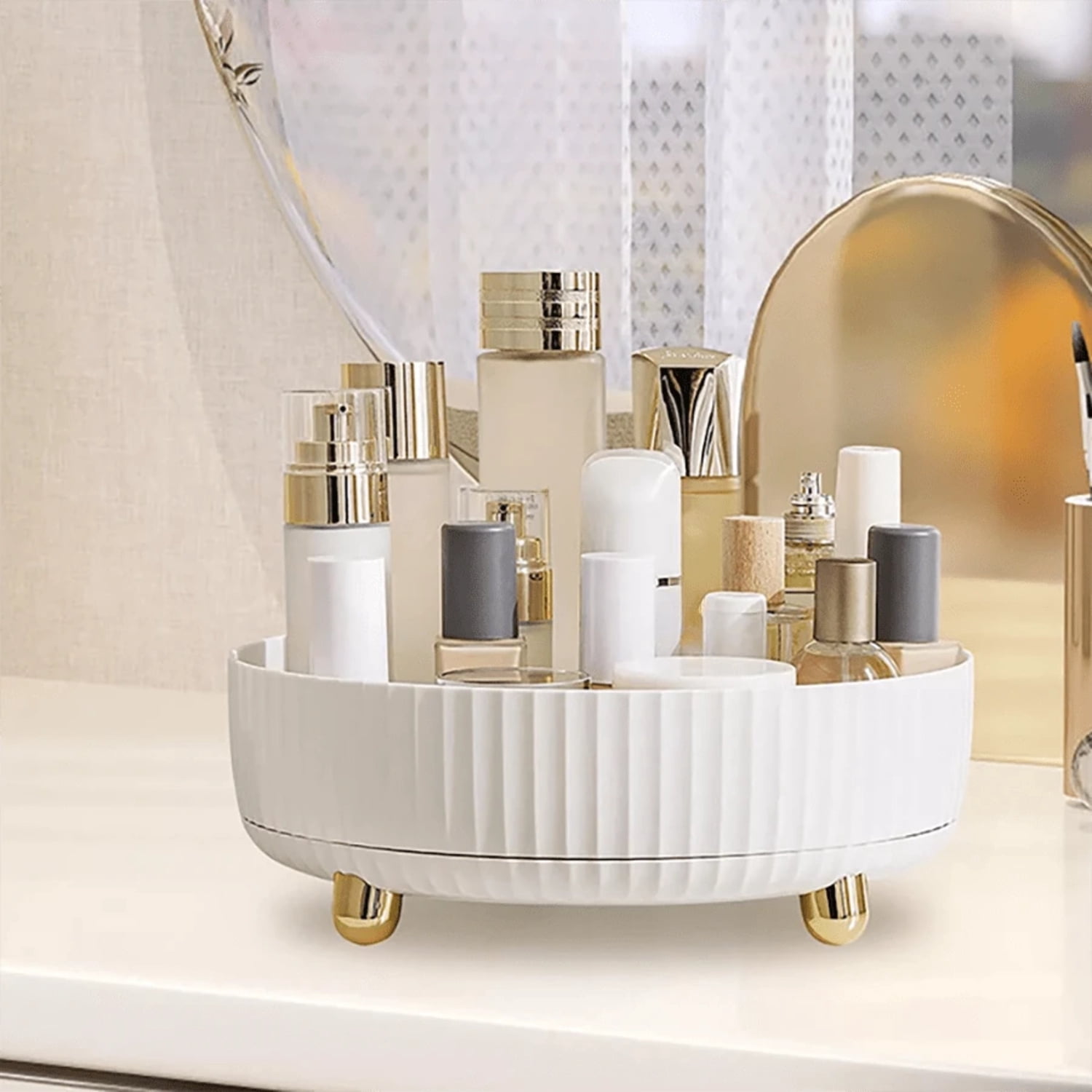 Makeup Perfume Organizer Tray 360 Degree Rotating Skincare Lotion ...
