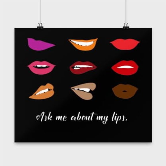 Makeup Poster "Ask Me About My Lips" - 13x13in Black Wall Art for Women