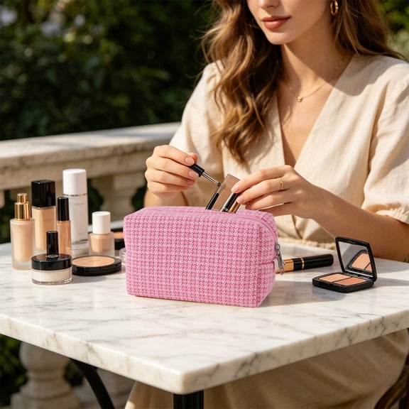 Makeup Pouch Bag With Zipper Travel Cosmetic Organizer For Lipstick Makeup Essentials