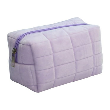 Makeup Pouch Clearance! KoIJMP Makeup Bag Cute Cosmetic Bag Plush Blue Purple Makeup Pouch Travel Toiletry Bag Organizer Makeup Brushes Storage Bag for Women