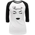 thumbnail image 1 of Makeup Queen Minimalist Art Juniors 3/4 Sleeve Raglan T Shirt White-Black SM, 1 of 1