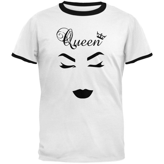Makeup Queen Minimalist Art Mens Ringer T Shirt White-Black MD