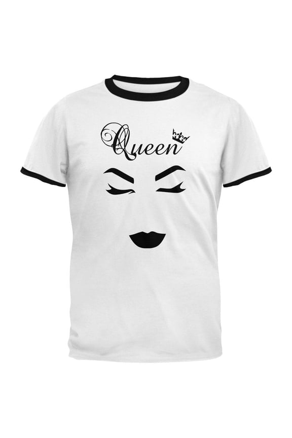 Makeup Queen Minimalist Art Mens Ringer T Shirt White-Black SM