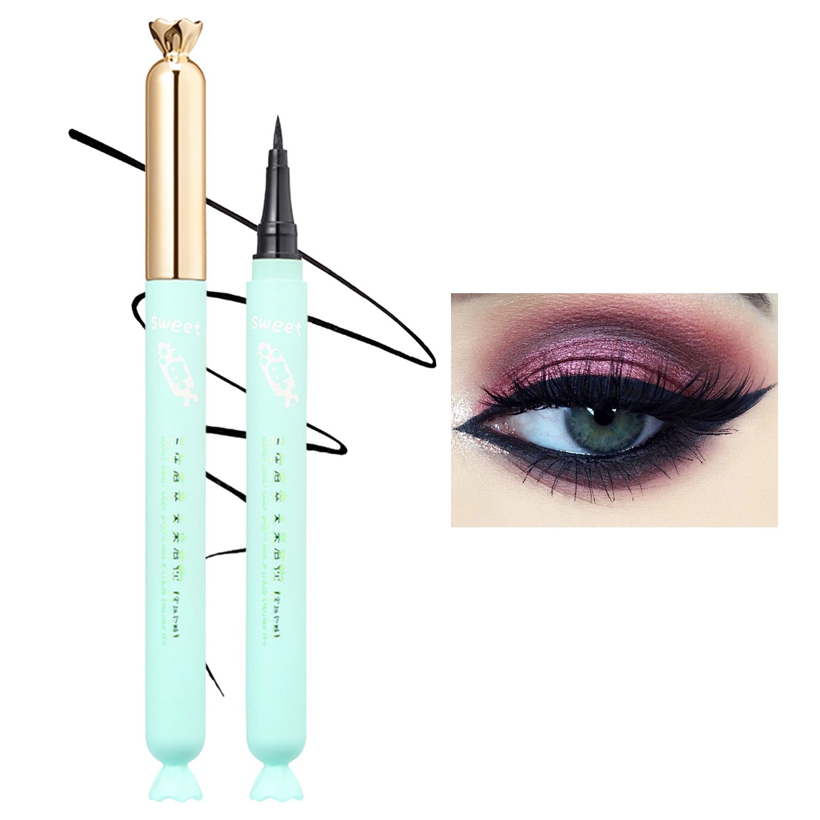 Makeup Quick Drying Waterproof Sweat Proof Sponge Head Eyeliner and