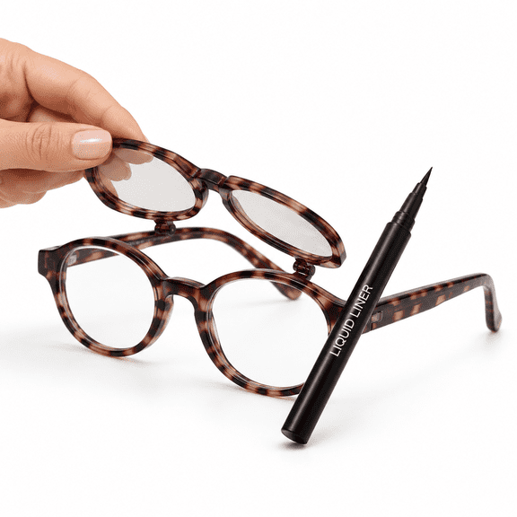 Makeup Reading Glasses | Flip-up Readers For Women Reversible Magnifying Eyeglasses Undereye Application