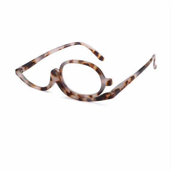 Makeup Reading Glasses for Women Round One Eye Rotating Magnifying Cosmetic Readers Make Up Eyeglasses 1.5, Tortoiseshell
