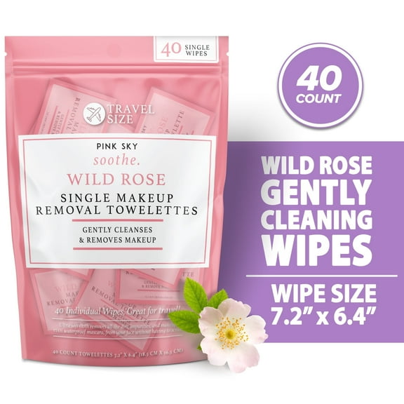 Makeup Remover Wipes Single Individually Wrapped Face Cleanse Wipes 40 Count Makeup Wipes