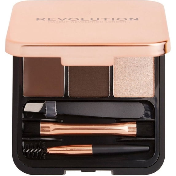 Makeup Revolution Eyebrow Kit, Brow Palette Dark Brown, 0.077oz/2.2g