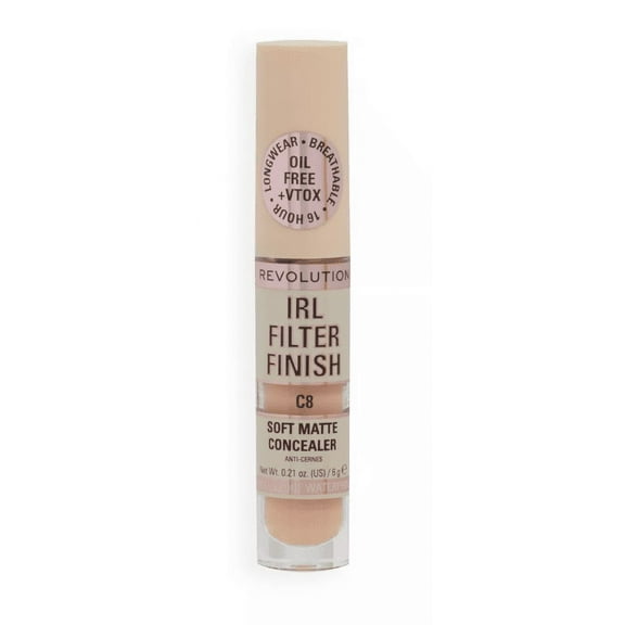 Revolution IRL Filter Finish Concealer Makeup, Full Coverage, Oil-Free, C8, 0.21 oz
