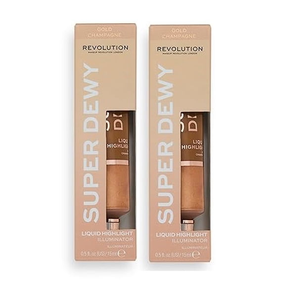 Makeup Revolution Superdewy Liquid Highlighter Gold 15 ML (Pack of 2)