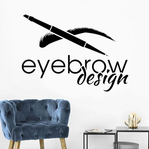 Makeup Shop Wall Sticker EyeBrow Design Eyebrow Pencil Window Decals Vinyl Beauty Salon Make Up Interior Art Decor Mural 107x77cm
