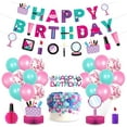 thumbnail image 1 of Makeup Spa Theme Party Supplies Decoration for Girls Makeup Birthday Party Includes Birthday Banner Cake Topper Pick, Latex Balloon Honeycomb Centerpiece for Women Girls Slumber Party, 1 of 6
