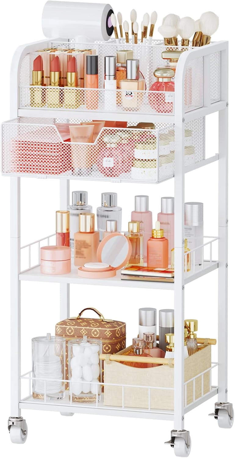 Makeup On Racks Makeup Space-Saving Rack Space-Saving Space-Saving Rack Cart - 4 Tier ...