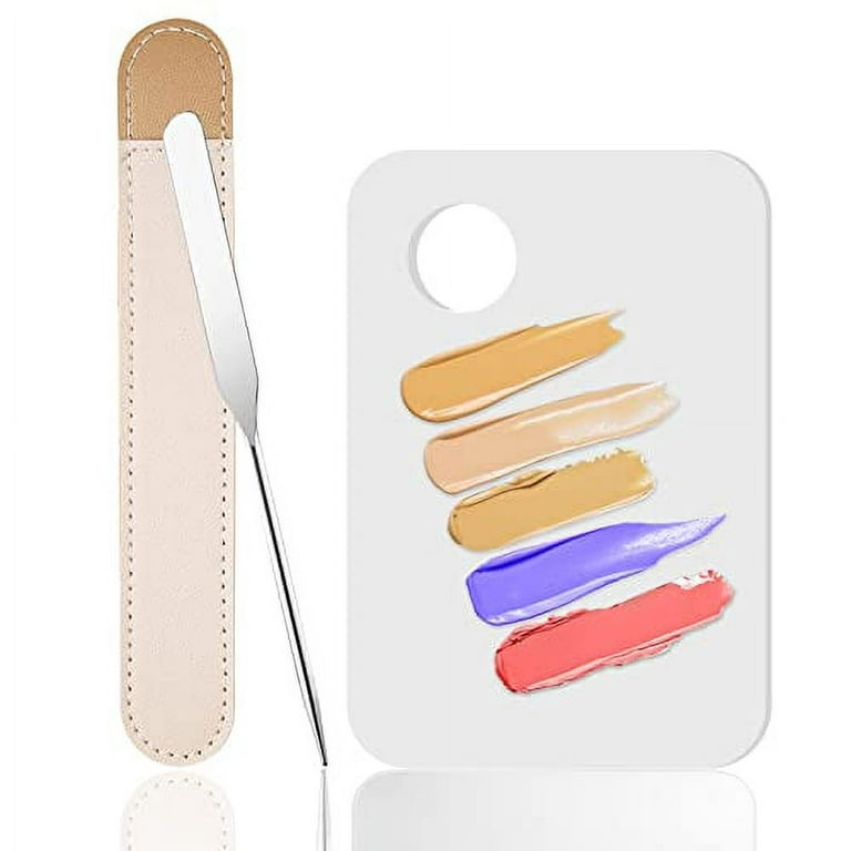 Makeup Spatula and Palette Set, Including Stainless Steel Makeup Spatula  Korean for Professional, Makeup Mixing Palette for Eye Shadow/Eyelash/Nail