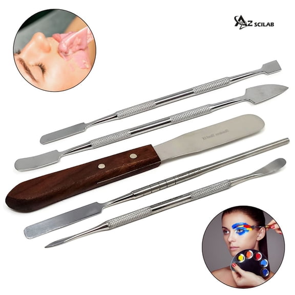 Makeup Spatula, Stainless Steel Cosmetic Stirring Spatula DIY Safe Ergonomic For Makeup Artist For Cosmetics Store - 5 Pcs