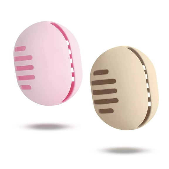 Makeup Sponge Holder 2PCS Convenient Vented Silicone Beauty Blender Holder, Reusable Make Up Sponge Travel Case, Sanitary Portable Makeup Sponge Case for Daily and Travel(khaki+baby pink)