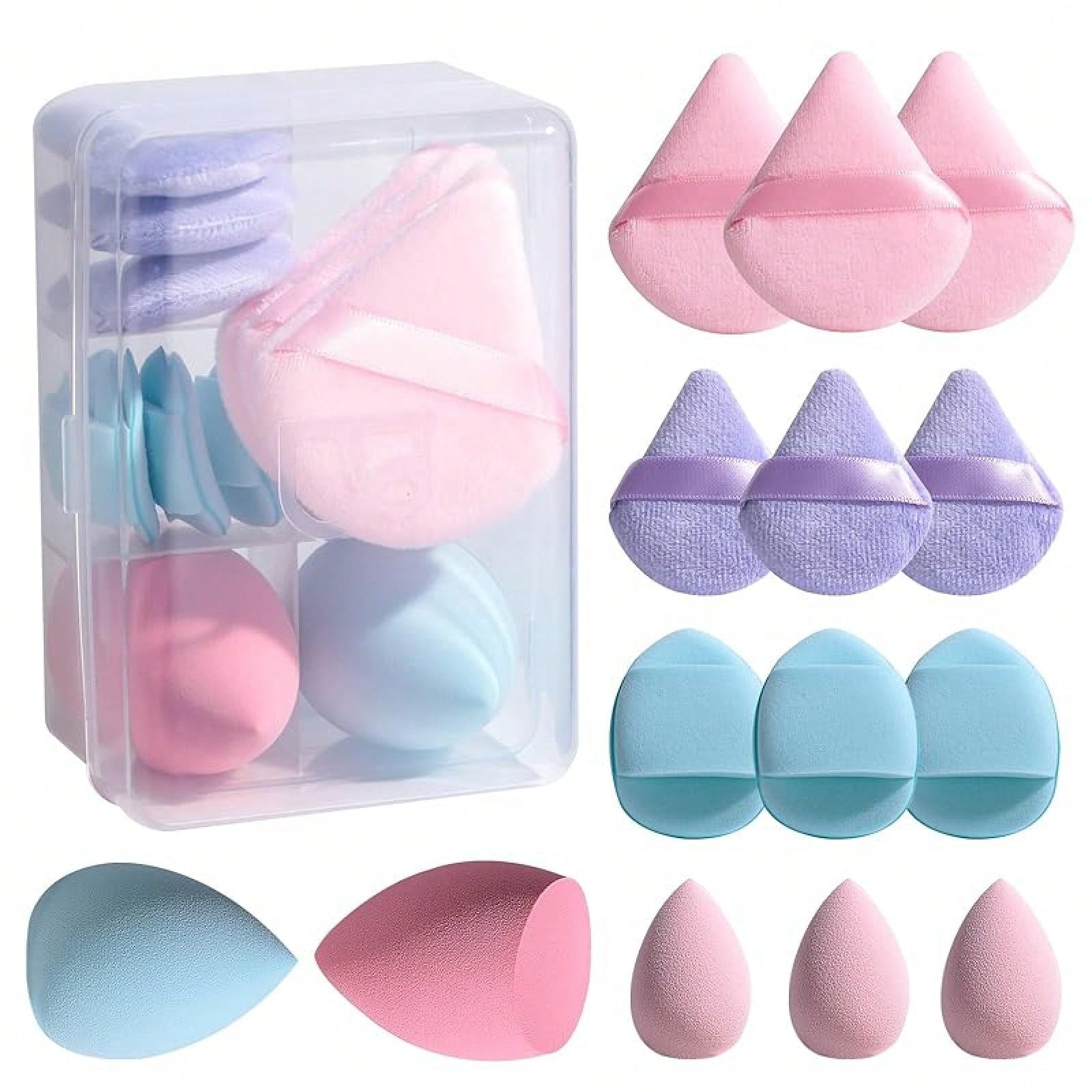 Makeup Sponge Set BS-MALL Triangle Puff 14 Pcs For Liquid, Cream, And ...