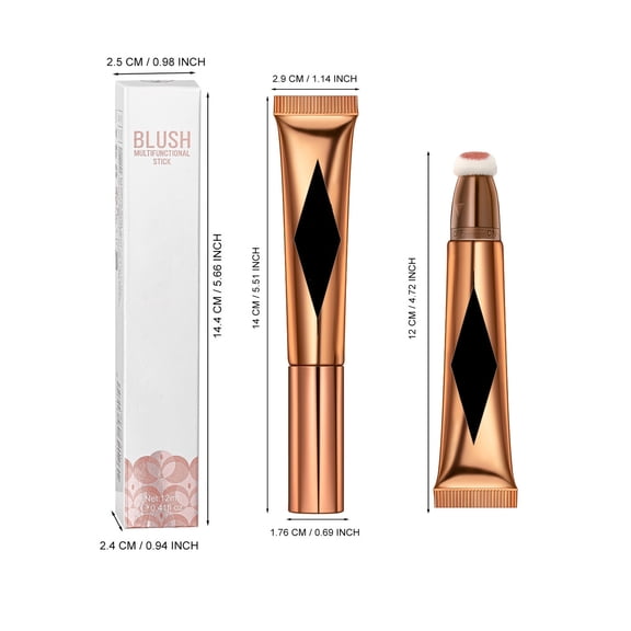 Makeup Stick 3-in-1 Multifunctional Blush Highlighter Contour Pen with Soft Cushion Applicator, 6 Versatile Shades, Hydrating Creamy Formula, Easy to Use Face Makeup Wand