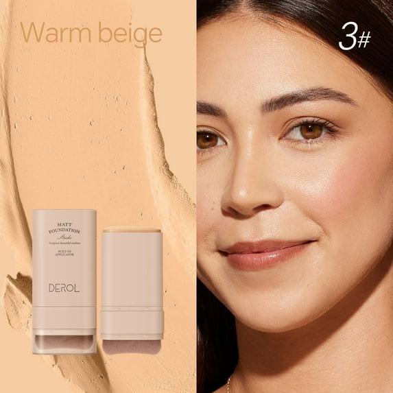 Makeup Stick, Foundation Stick, Creamy Velvet Matte Coverage Concealer, Lightweight Natural Finish with Built-in Brush for Easy Application