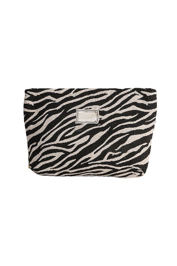 Makeup Storage Bag Canvas Organizers with Leopard Pattern Designs Portable for Fashionable Women Home Storage Solution