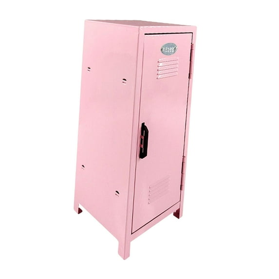 Makeup Storage Cabinet, Display Rack with A Lock Vertical File Cabinet Organizer Pink