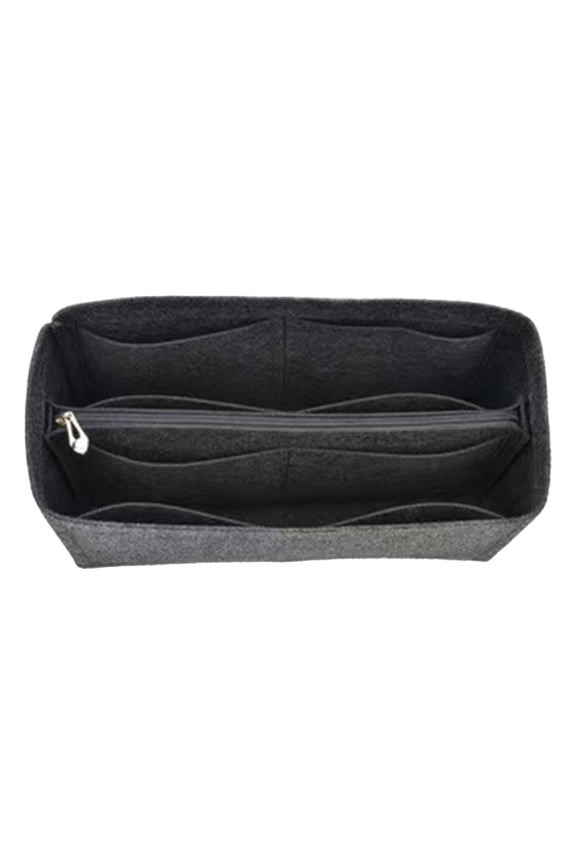 Makeup Storage Organizer Bag Inner Liner Insert With Dual Length Handles For Cosmetic Accessories Purse Tote Organization(With Zipper)