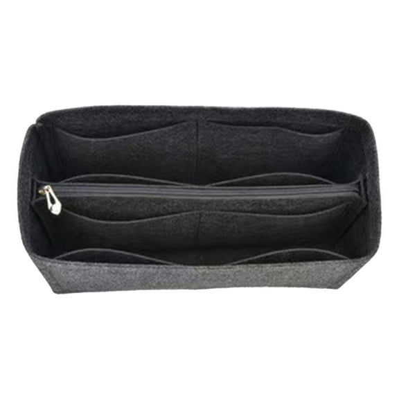 Makeup Storage Organizer Bag Inner Liner Insert With Dual Length Handles For Cosmetic Accessories Purse Tote Organization(With Zipper)
